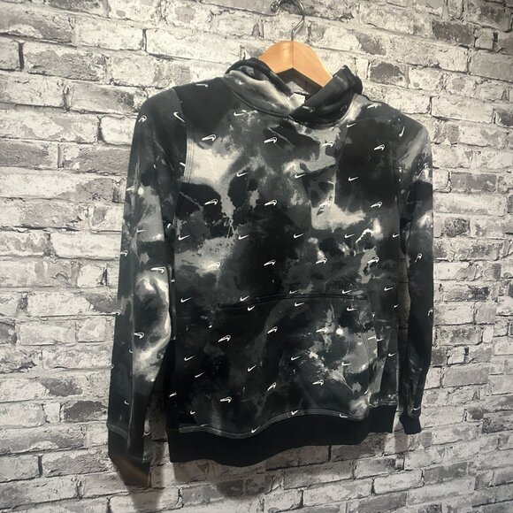 EUC Nike Youth  Black Grey White Hoodie w/ Upside Down Swoosh - Picture 3 of 15